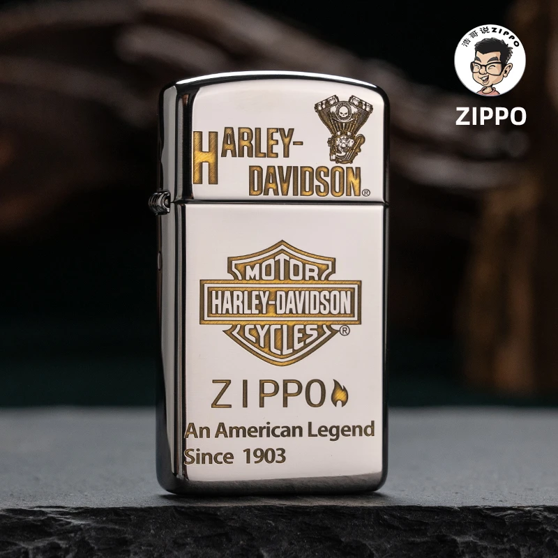 ZIPPO窄机盔甲哈雷标男士个性防风煤油打火机DY9916DK