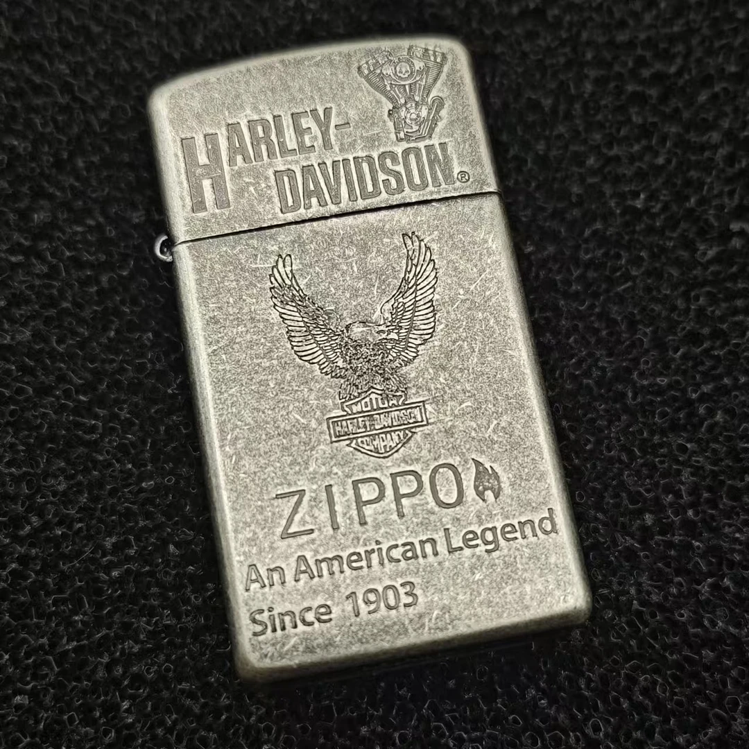 ZIPPO/之宝古银哈雷鹰窄机纤巧机个性防风煤油打火机DY9914DK