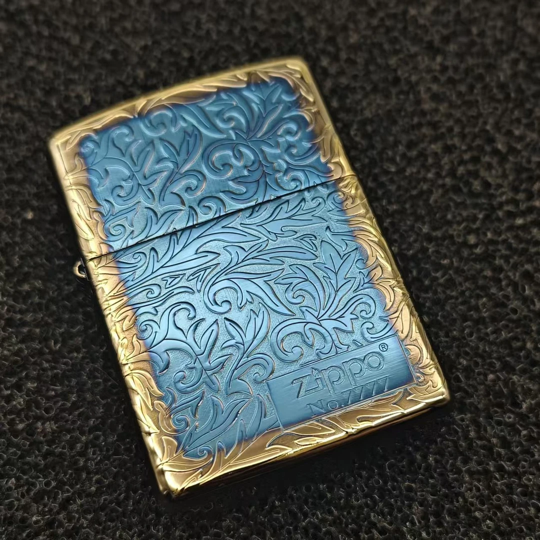 ZIPPO/之宝打火机正品小叶唐草盔甲熏金烤蓝防风煤油打火机DYJ1