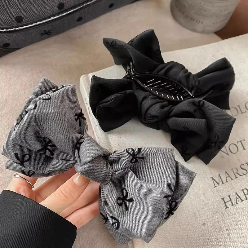 格雷系蝴蝶结抓夹女后脑勺丸子头固定发夹2024新款高级感发卡头饰