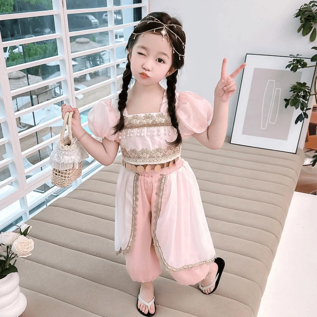 女童夏季民族表演2024新中式超仙公主套装洋气儿童异域两件套