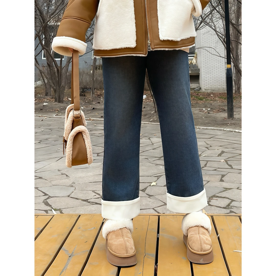 薄荷巧巧 / 很A很飒拽姐修腿型牛仔裤3466花契200斤胖mm简约洋气