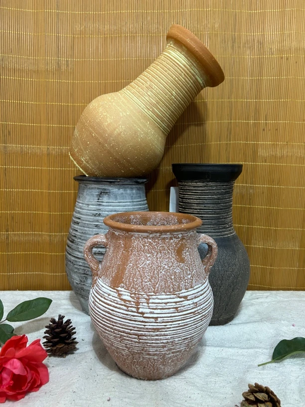 新中式手工粗陶罐多肉花盆绿植盆栽盆景创意插花装饰摆件