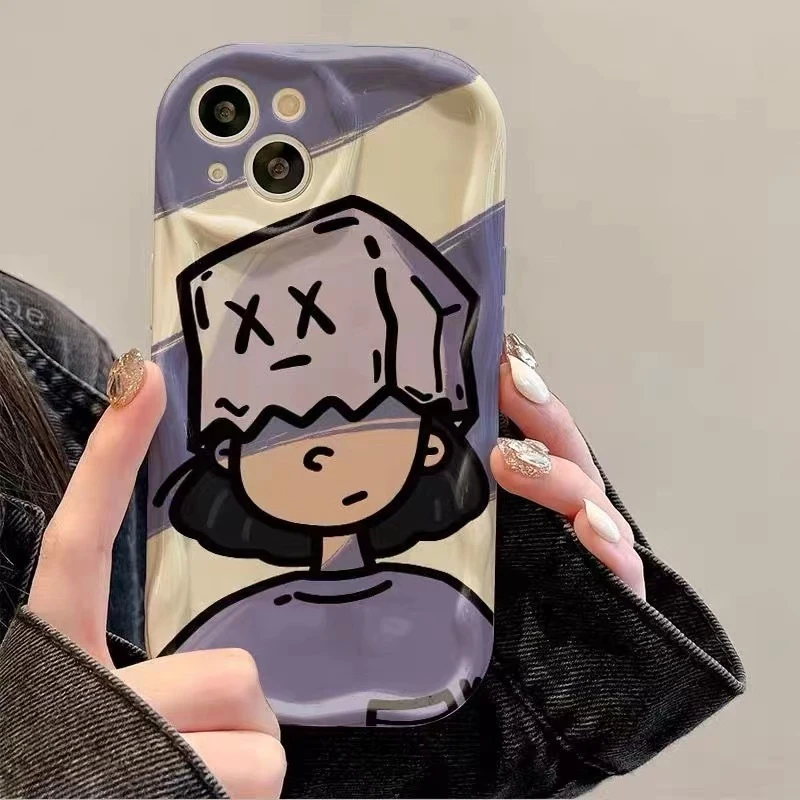 忧郁女孩适用华为mate60手机壳苹果15pro/荣耀50小米vivo保护套