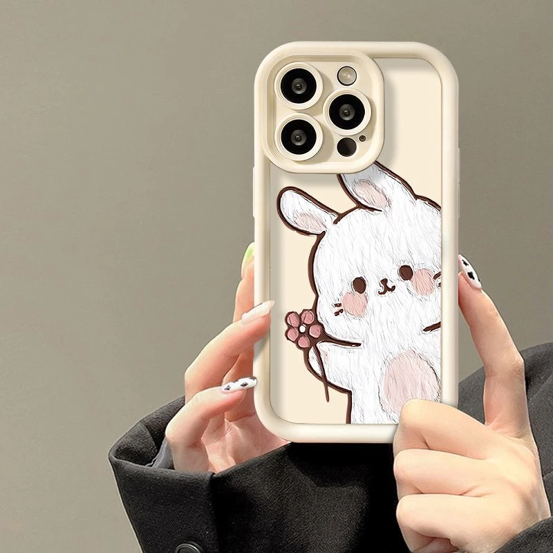 送花兔防摔手机壳适用苹果15/13promax全包华为/小米/vivo/oppo