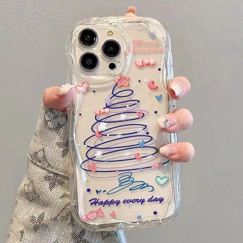 涂鸦圣诞树适用华为mate60手机壳苹果15pro/荣耀50小米vivo软壳