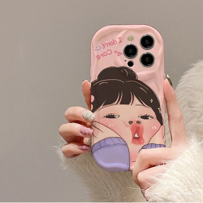 搞怪女孩适用苹果15/13promax全包手机壳华为/小米14/vivo/oppo