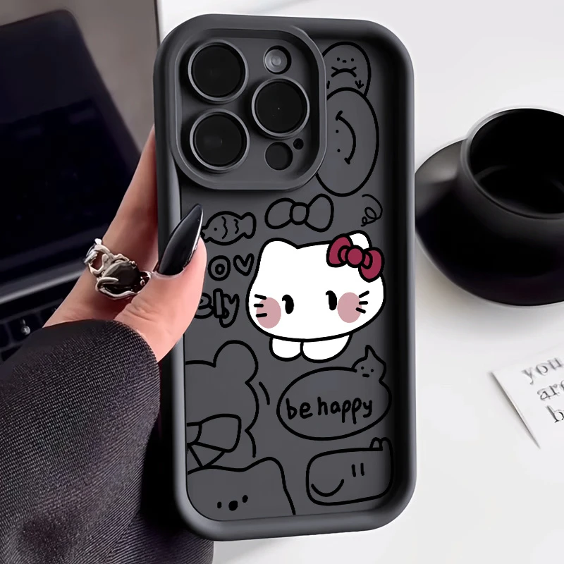 简约猫咪防摔手机壳适用苹果15/13promax全包华为/小米/vivo/oppo
