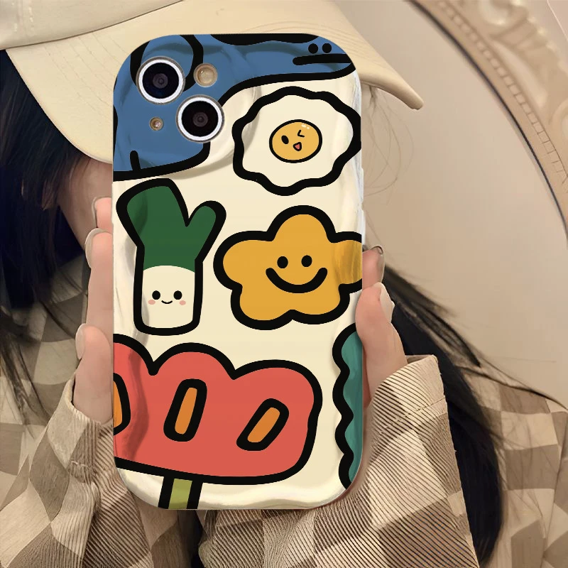 卡通笑脸大葱适用华为mate60手机壳全包苹果15荣耀OPPO小米vivo