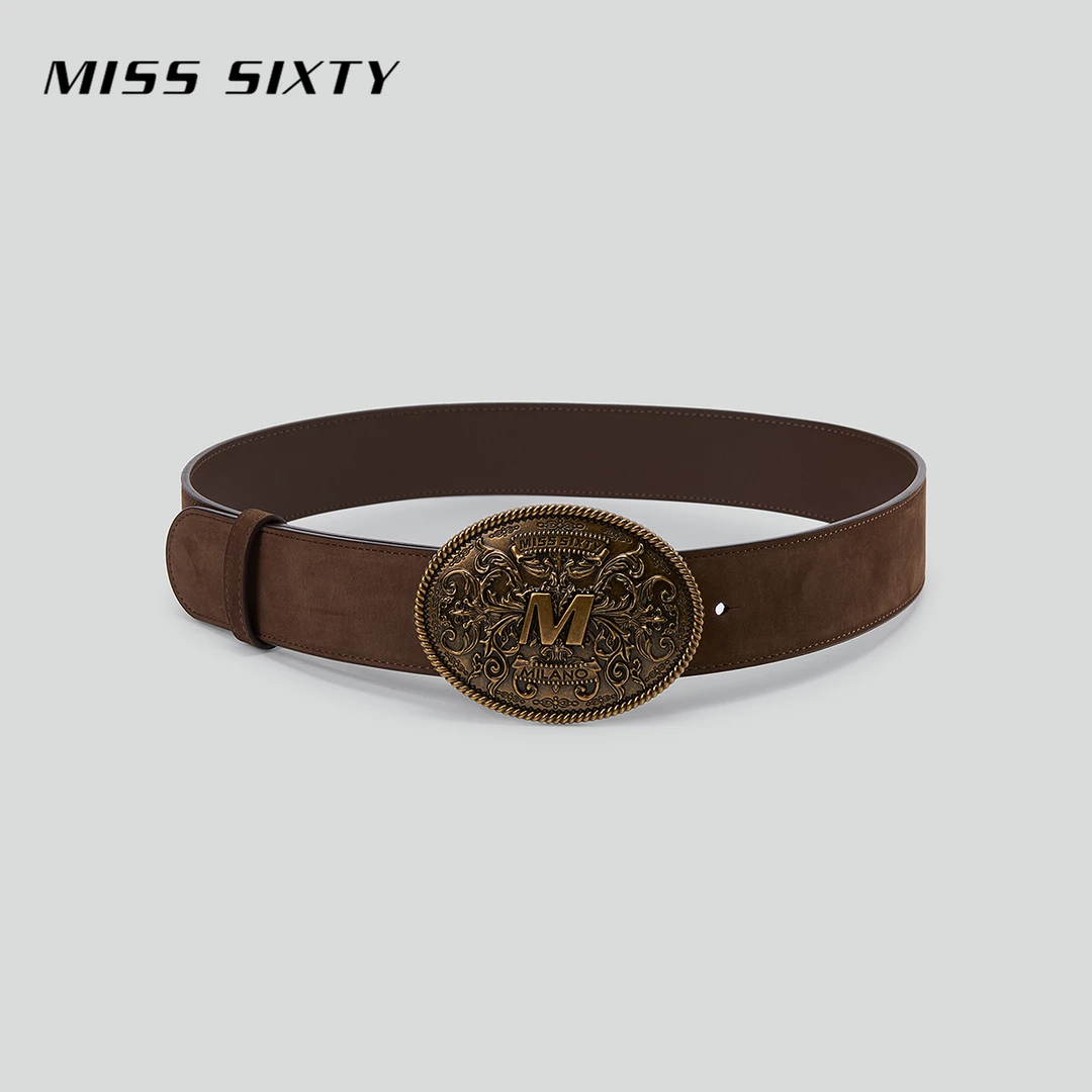 【杨幂同款】Miss Sixty秋季新款腰带女复古圆扣皮带牛皮休闲