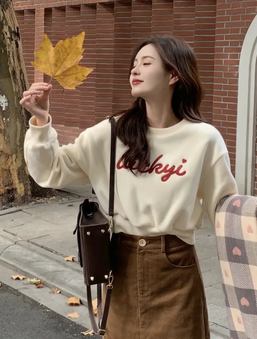 小香风加绒卫衣半裙套装女秋冬季搭配一整套圆领时尚休闲两件套