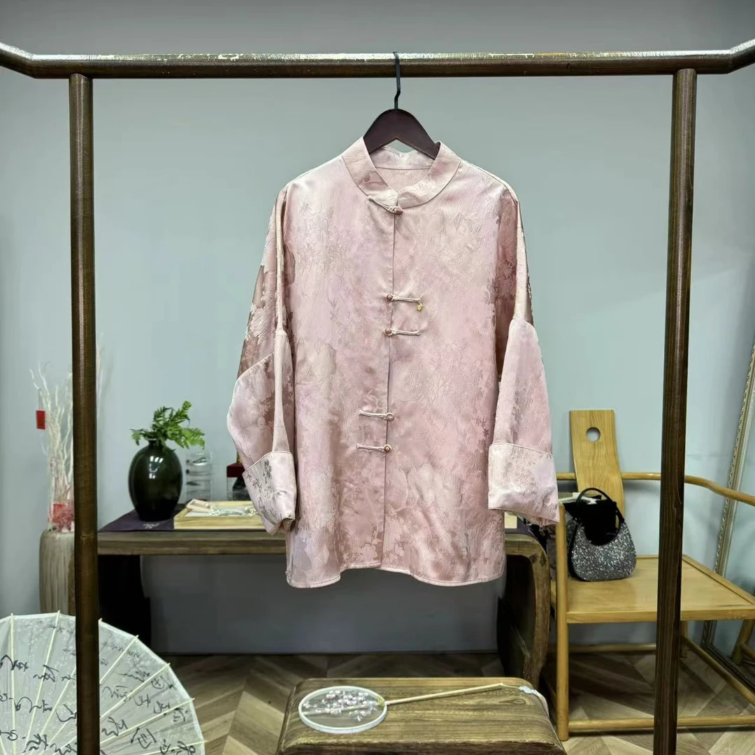 银霜粉！国风提花新中式外套！ GZ3537长款中国风