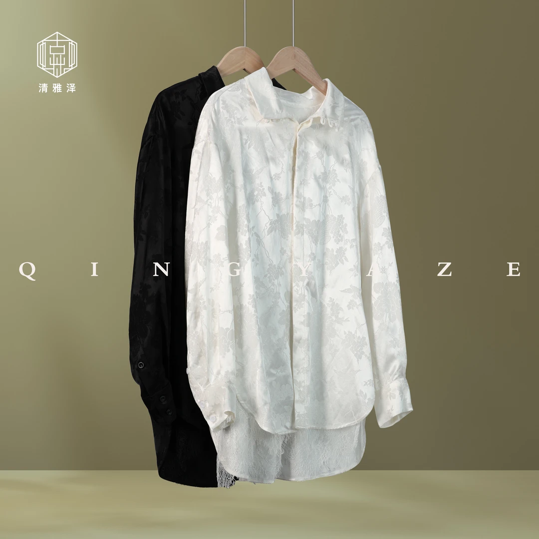 逍遥游！丝麻提花拼蕾丝国风大衬衣！GZ3819