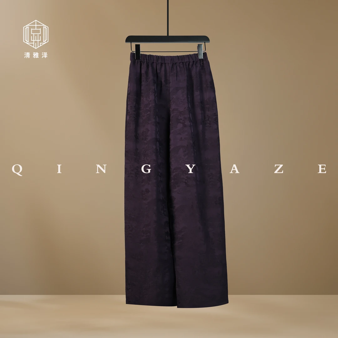 凝夜紫！人丝植物染新中式直筒裤休闲裤！GZ4612