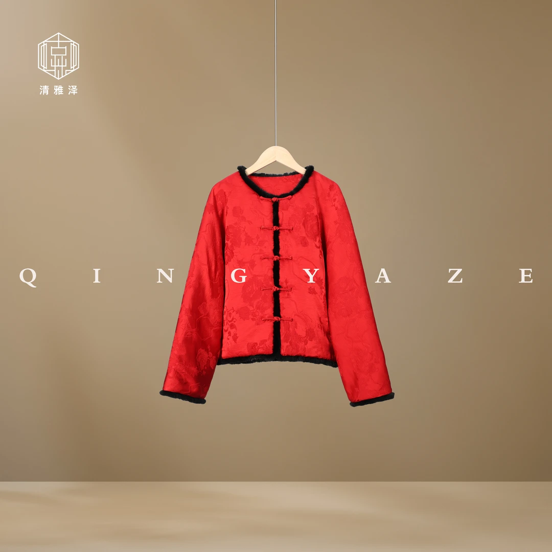 朱颜梦！人丝提花拼水貂新雪丽棉服外套！GZ5141