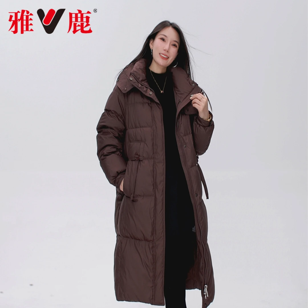 雅鹿2025初冬季90绒羽绒服女款显瘦中长款韩系慵懒大气保暖外套