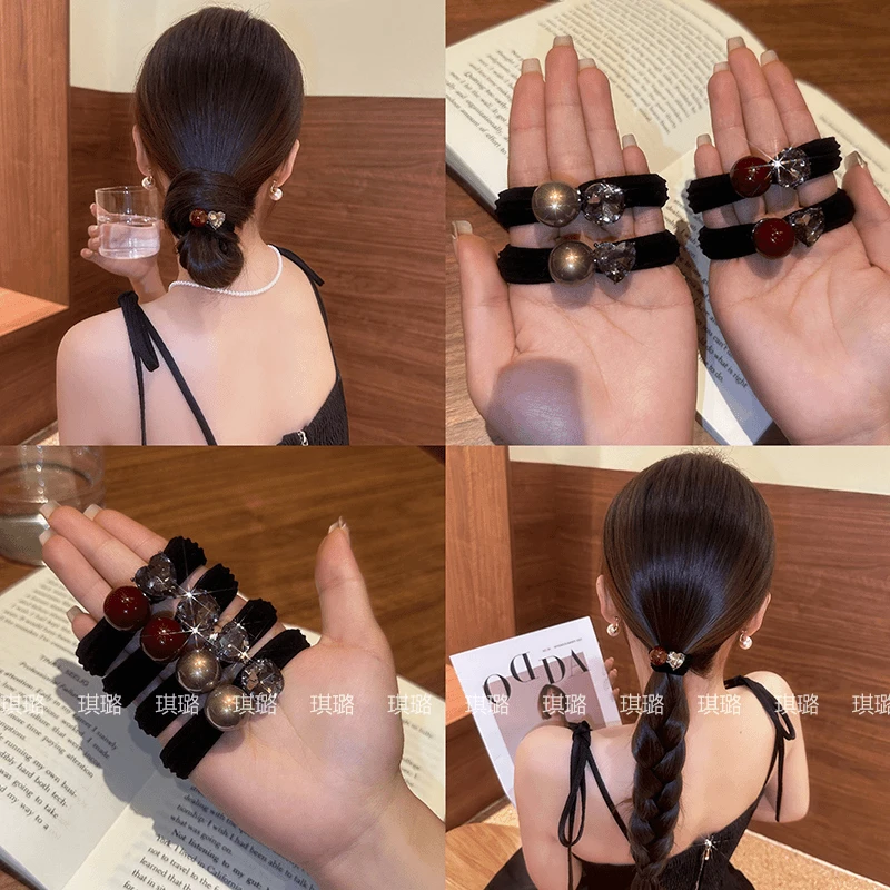 珠珠发圈气质2024女小香风新款高级感发绳头绳时尚潮流女女女雅丹