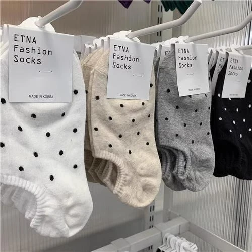 居家日用隐形袜浅口袜波点袜子女船袜夏季透气吸汗韩版不掉跟.