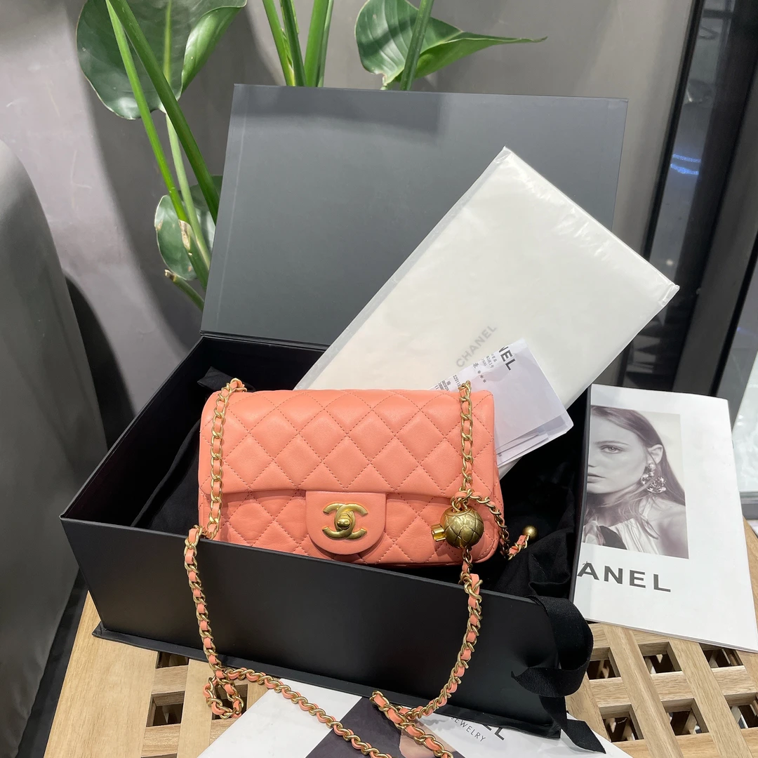 99新  一泽奢品/CHANEL/珊瑚粉金球 MINI CF链条包/Z23032715