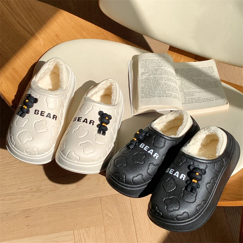 防水棉拖鞋男冬季家居2023新款家用室内毛拖鞋加绒女外传冬季款