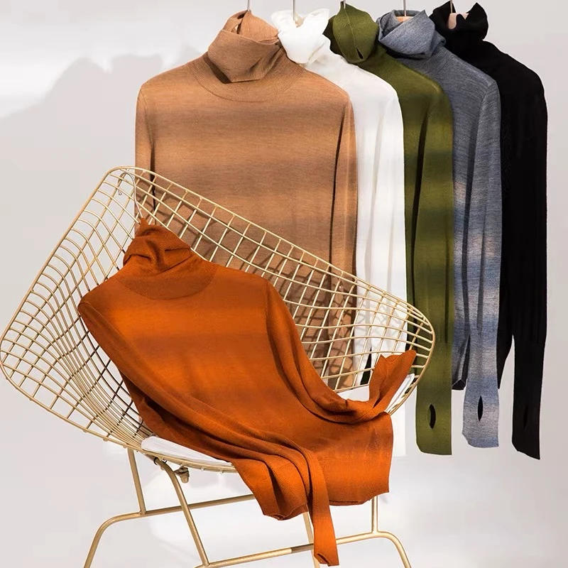 【48支精纺美丽诺羊毛衫】时尚百搭手指头堆堆领羊毛衫女秋冬可机洗