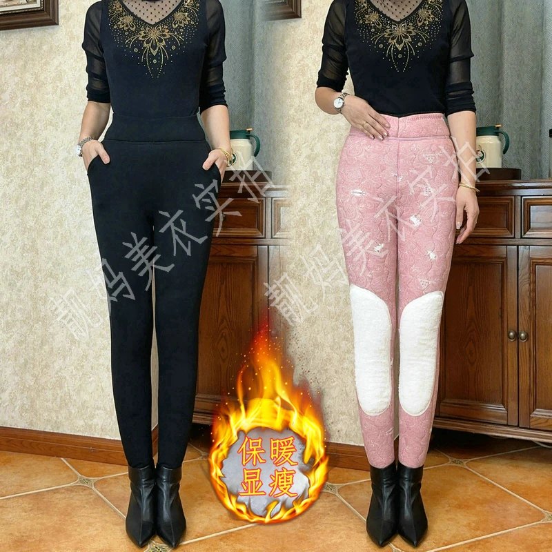 新款中老年女士棉裤秋冬季加绒加厚高腰妈妈保暖裤女外穿棉裤