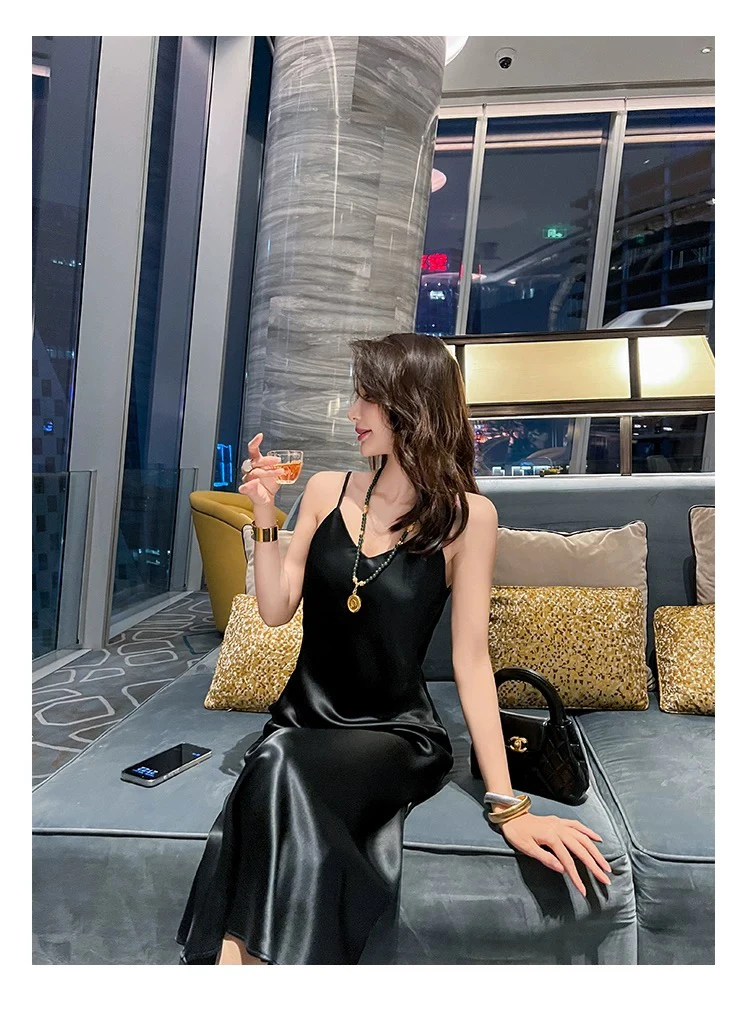 【YOYO】（吊带连衣裙 ）南油高货连衣裙斜裁醋酸连衣裙显瘦百搭