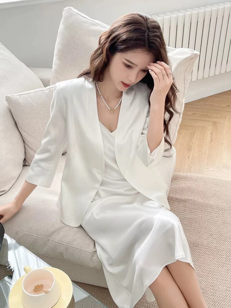 【莎姐】（西装）南油醋酸七分袖气质收腰西装网红时尚休闲百搭