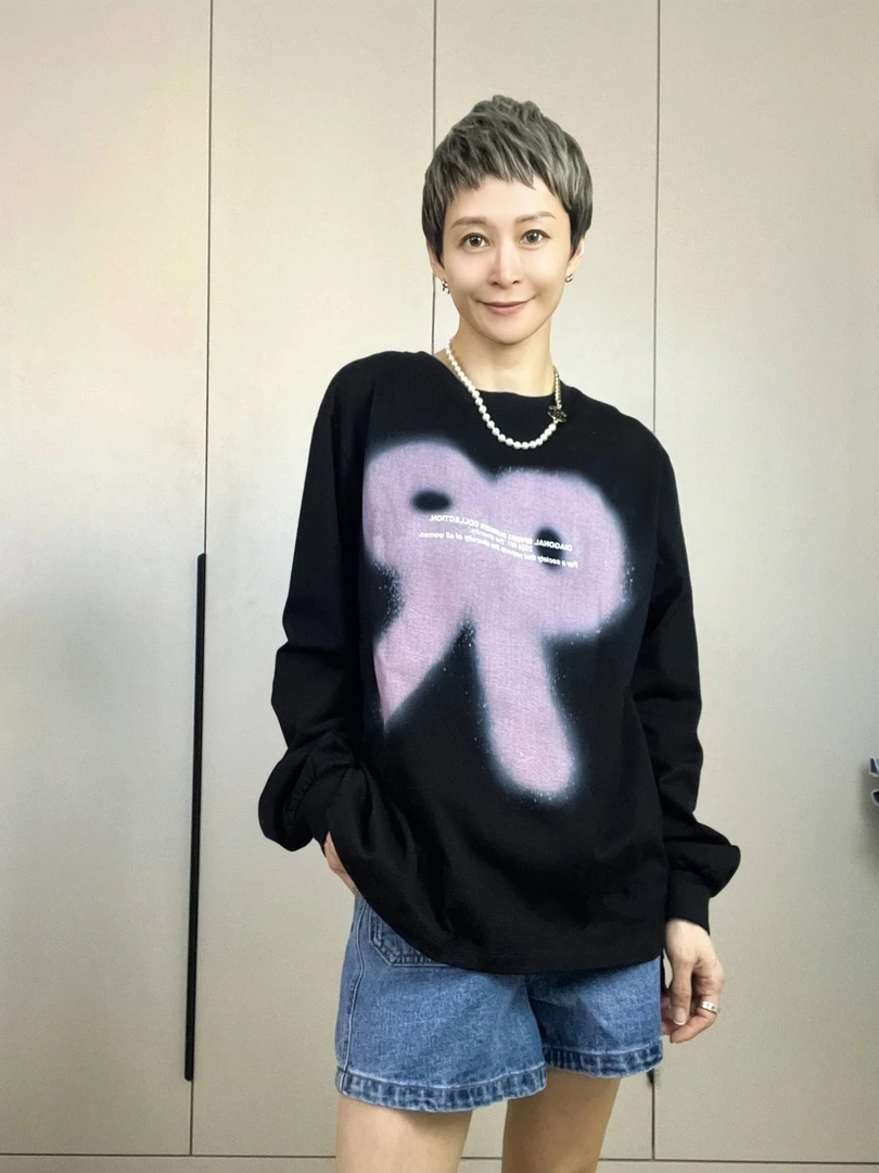 韩国小众 2024秋季新款 宽松纯圆领蝴蝶结长袖卫衣 NO退