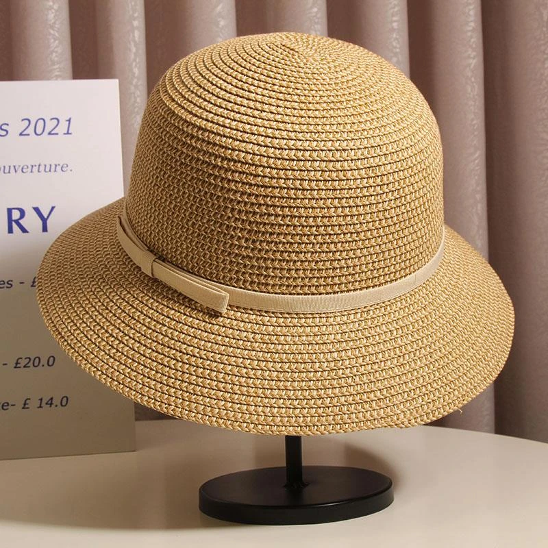 夏季新款高档草帽女款草编太阳帽出游遮阳防晒帽洋气百搭渔夫帽女