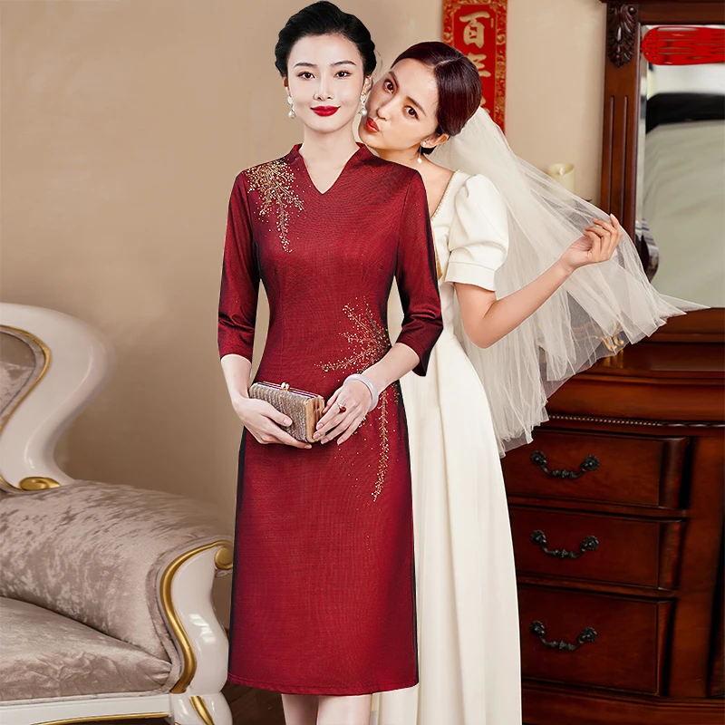 婚宴小个子妈妈装婆婆婚服宽松遮肚子婚庆155小个子妈妈婚礼服