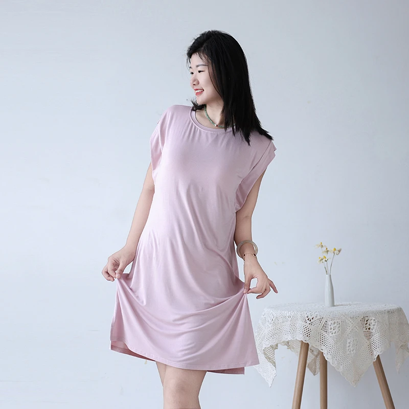 山东睡衣工厂直销夏季薄款宽松舒适带胸垫可外穿女款无袖睡裙