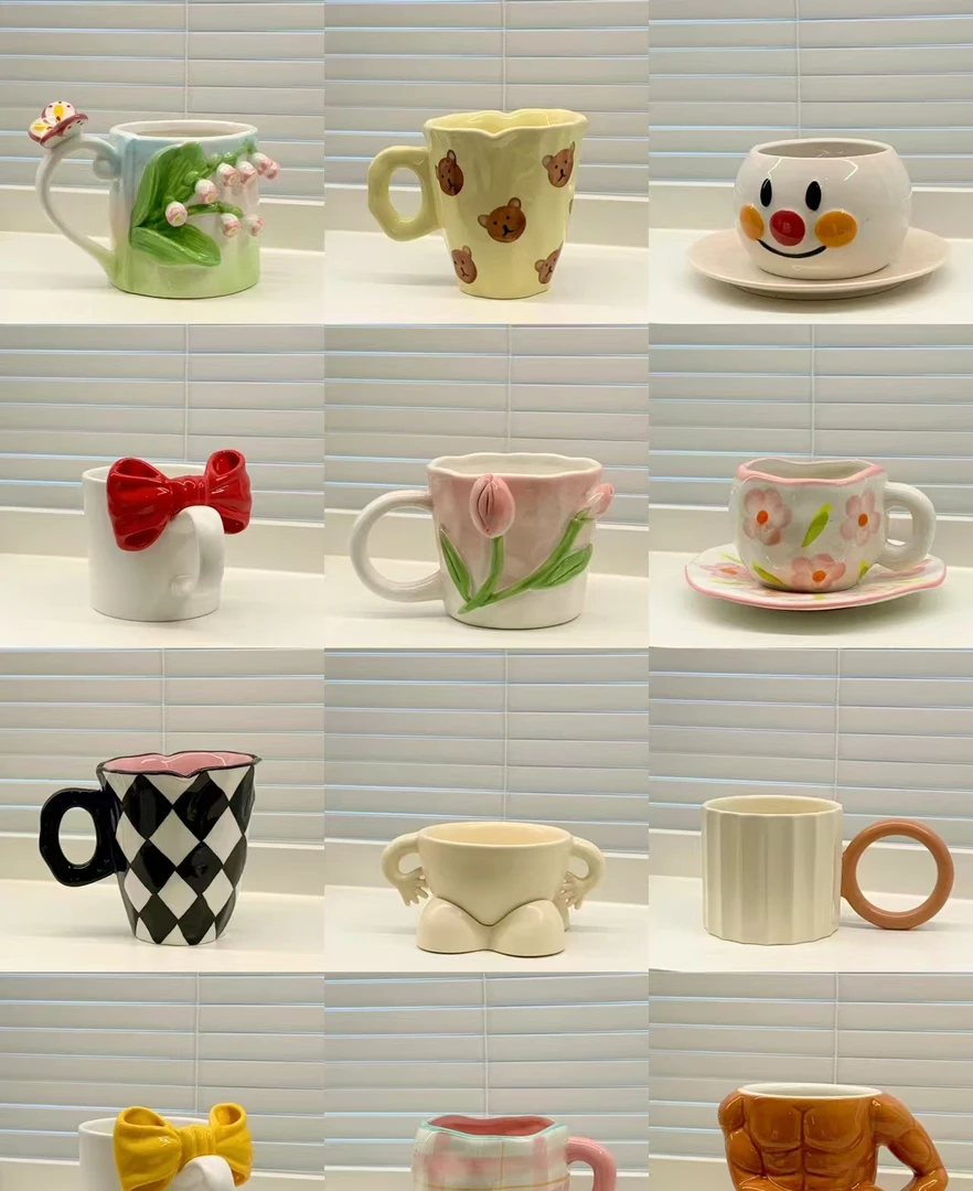 高温釉下彩精美陶瓷杯一只随机发