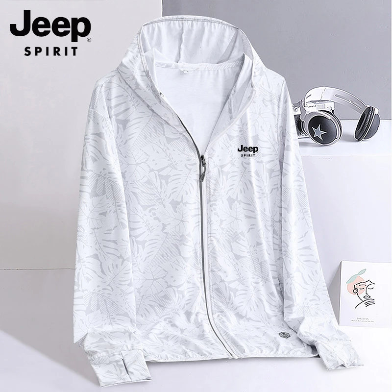 JEEPSPIRIT冰丝防晒衣男士夏季透气连帽钓鱼外套上衣服防晒服女