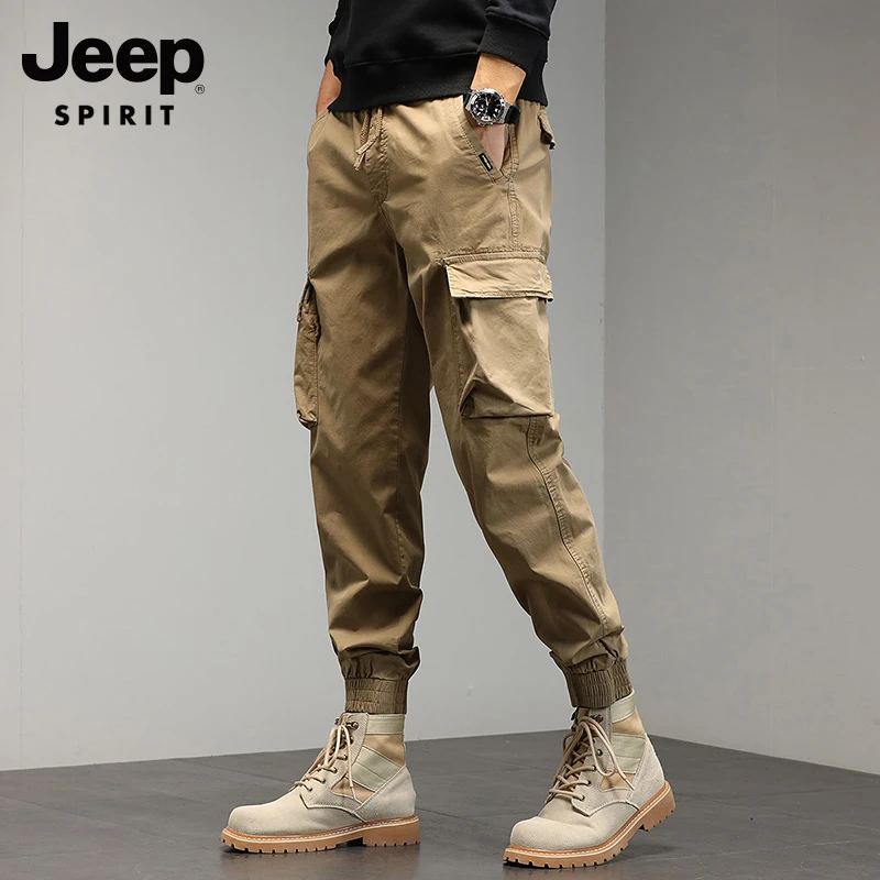 JEEPSPIRIT男士工装裤春秋季男裤修身韩版男装多口袋休闲裤子
