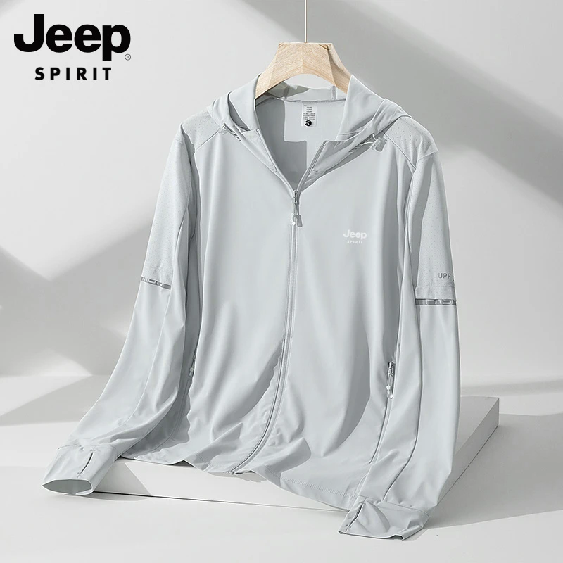 JEEPSPIRIT防晒衣男夏季冰丝骑车防紫外线外套情侣轻薄户外防晒服