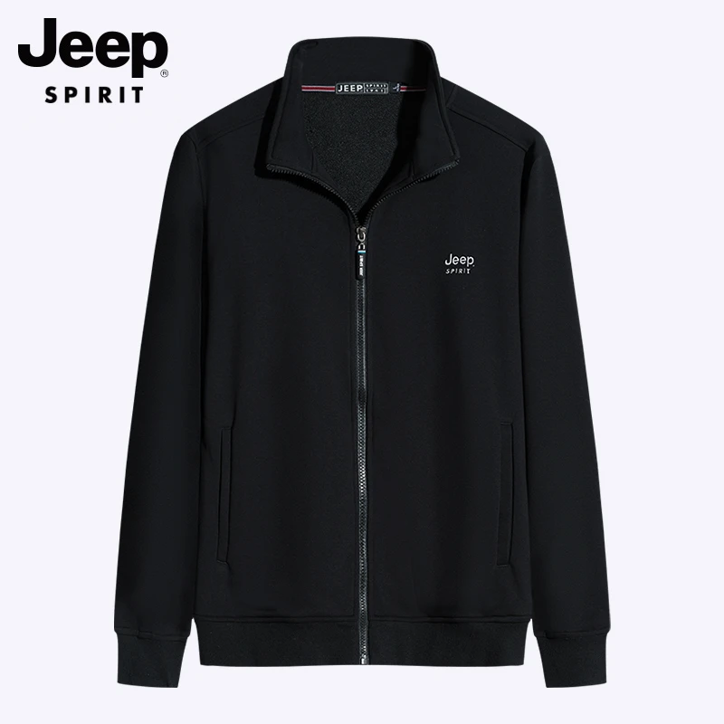 JEEPSPIRIT开衫卫衣男秋季新款拉链外套男士休闲百搭纯色上衣潮