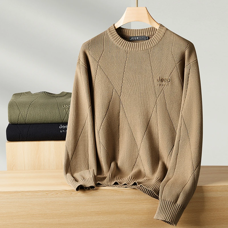 JEEPSPIRIT毛衣男高弹秋冬季新款圆领打底衫休闲宽松套头针织衫潮