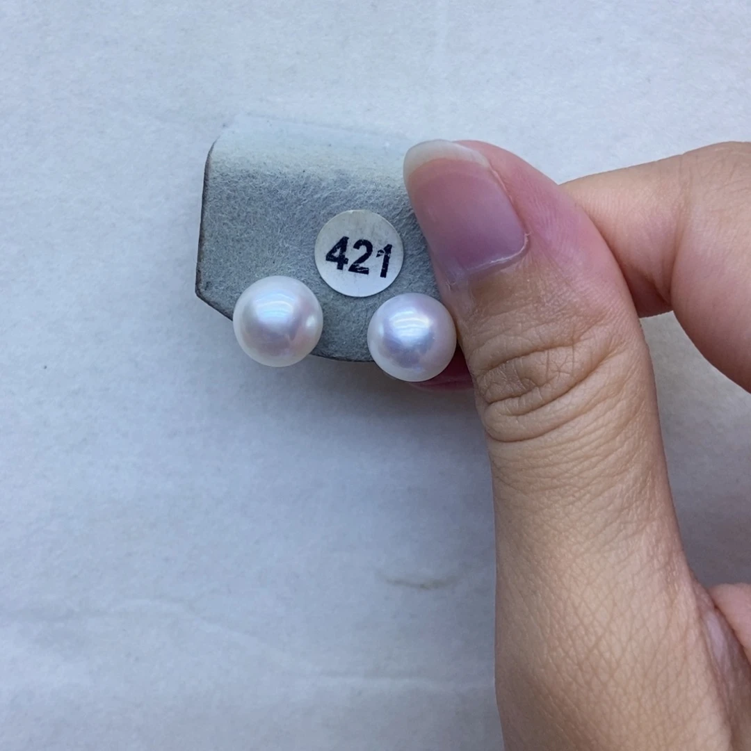 淡水珍珠耳饰18K金镶嵌421