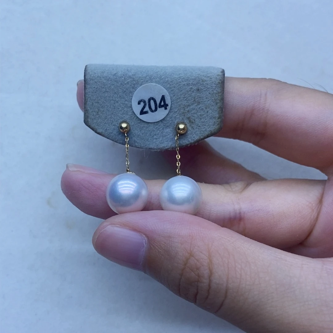 淡水珍珠耳饰18K金镶嵌204