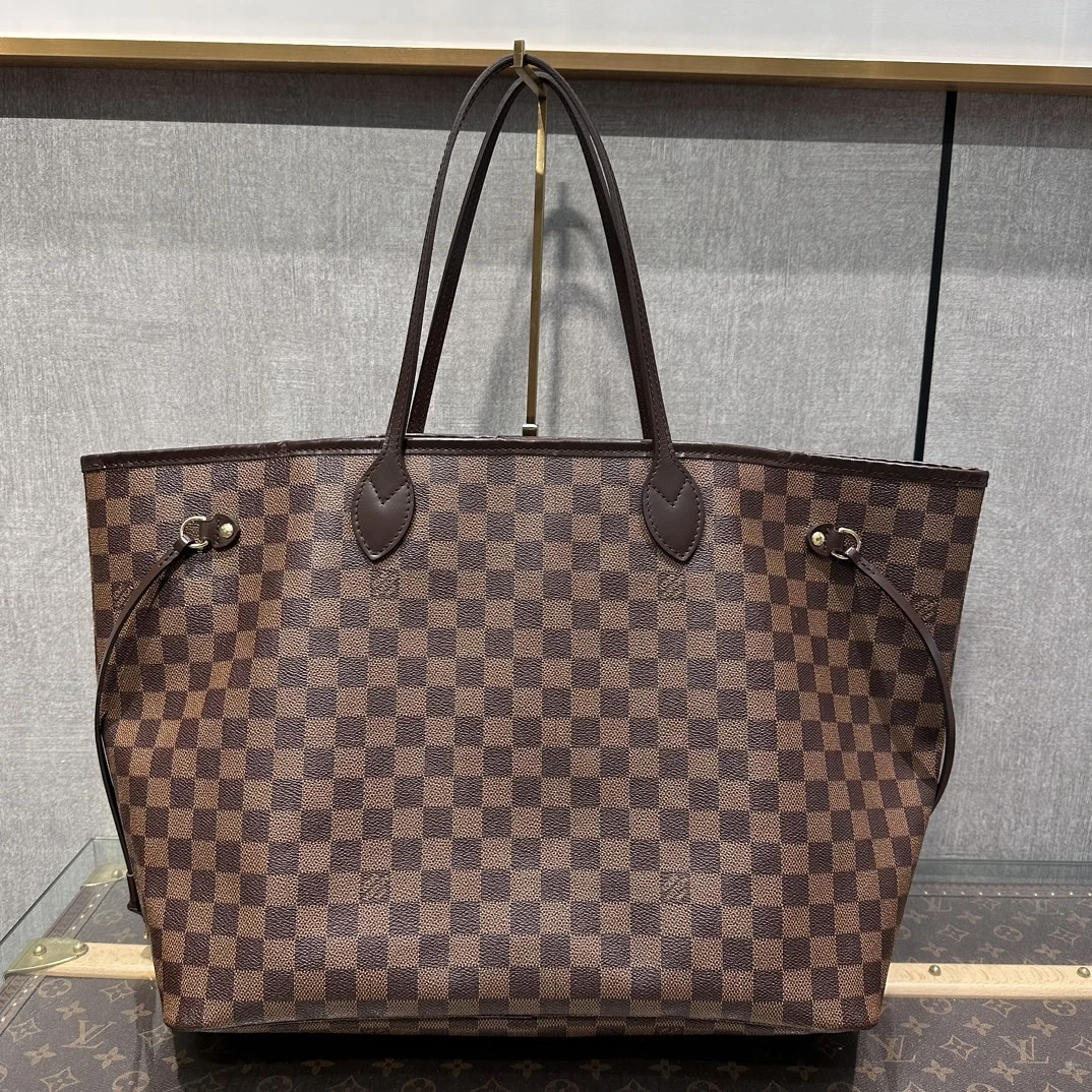95新 LouisVuitton/路易威登 never full棕色棋盘格大号 30977