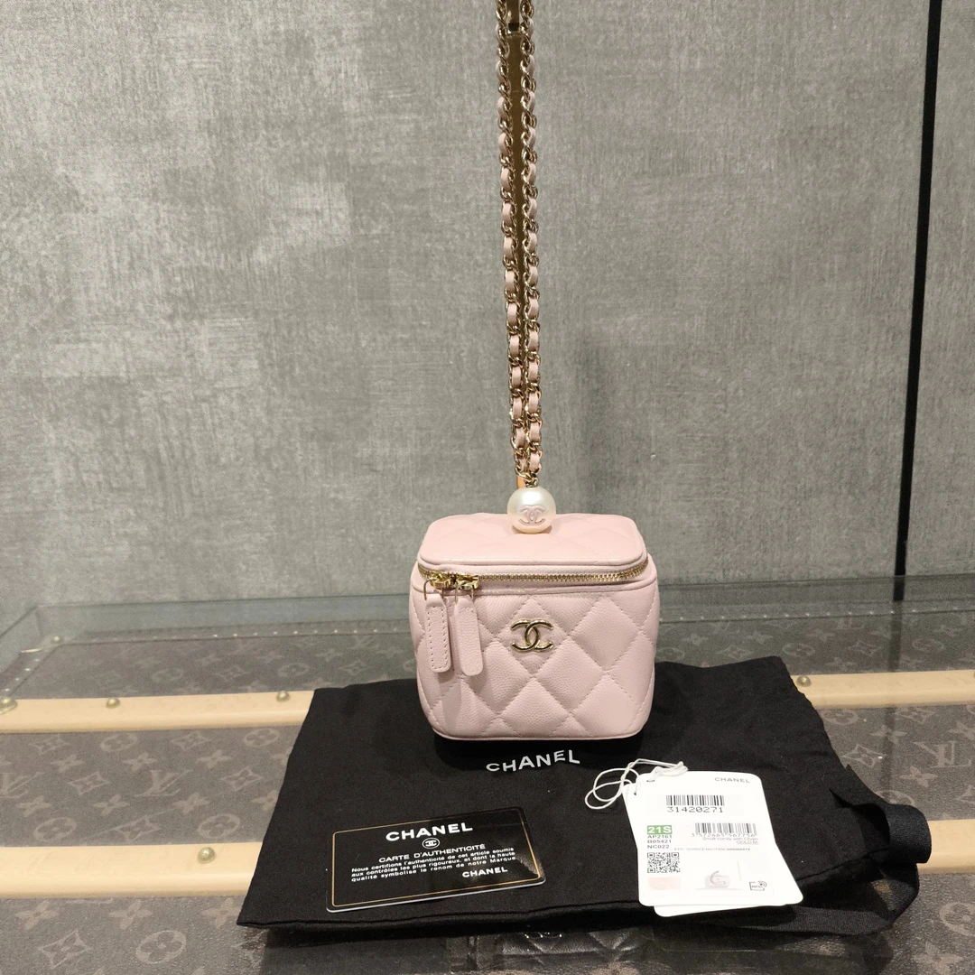 99新 Chanel/香奈儿 21s-粒珍珠小盒子化妆包 12310