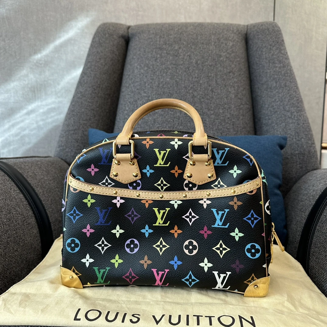 95新 LouisVuitton/路易威登 绝版黑三彩铆钉珍妮包 12295