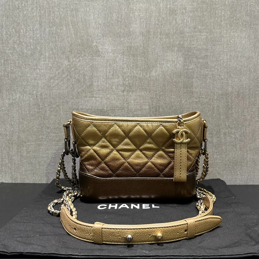 95新 Chanel/香奈儿 小竹子 渐变色小号流浪包 22386