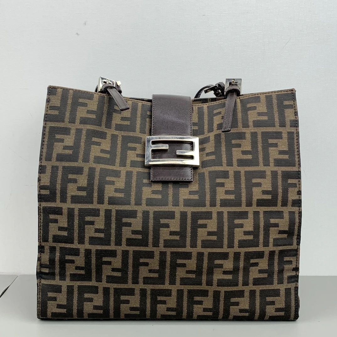 95新 FENDI/芬迪 芬迪中古老花托特琴谱单肩腋下手提包 25812