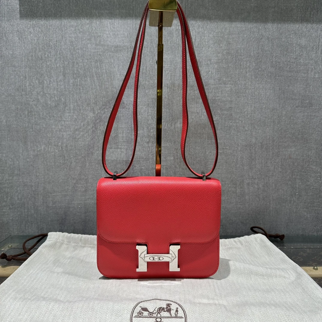 95新 Hermes/爱马仕 康康19银扣单肩斜挎包 02050