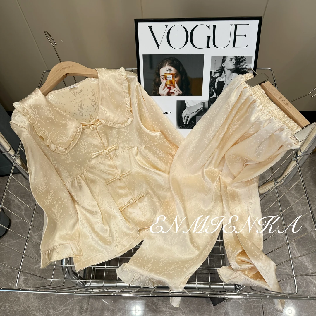 儿童新中式睡衣女童春秋季冰丝薄款千金风家居服夏国风空调服套装