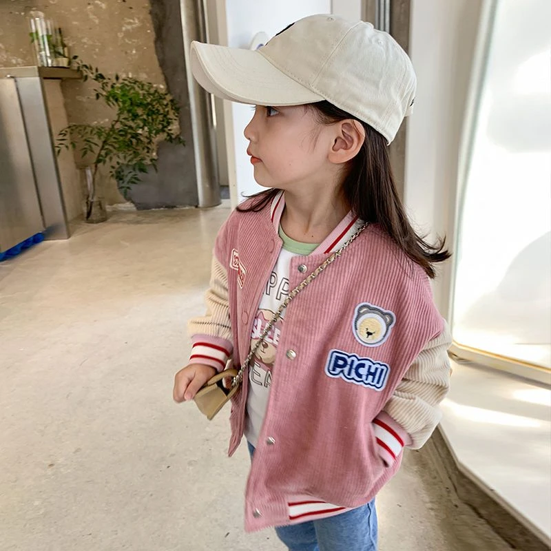 女童灯芯绒休闲棒球服春秋装2022新款运动外套宝宝洋气潮儿童时髦