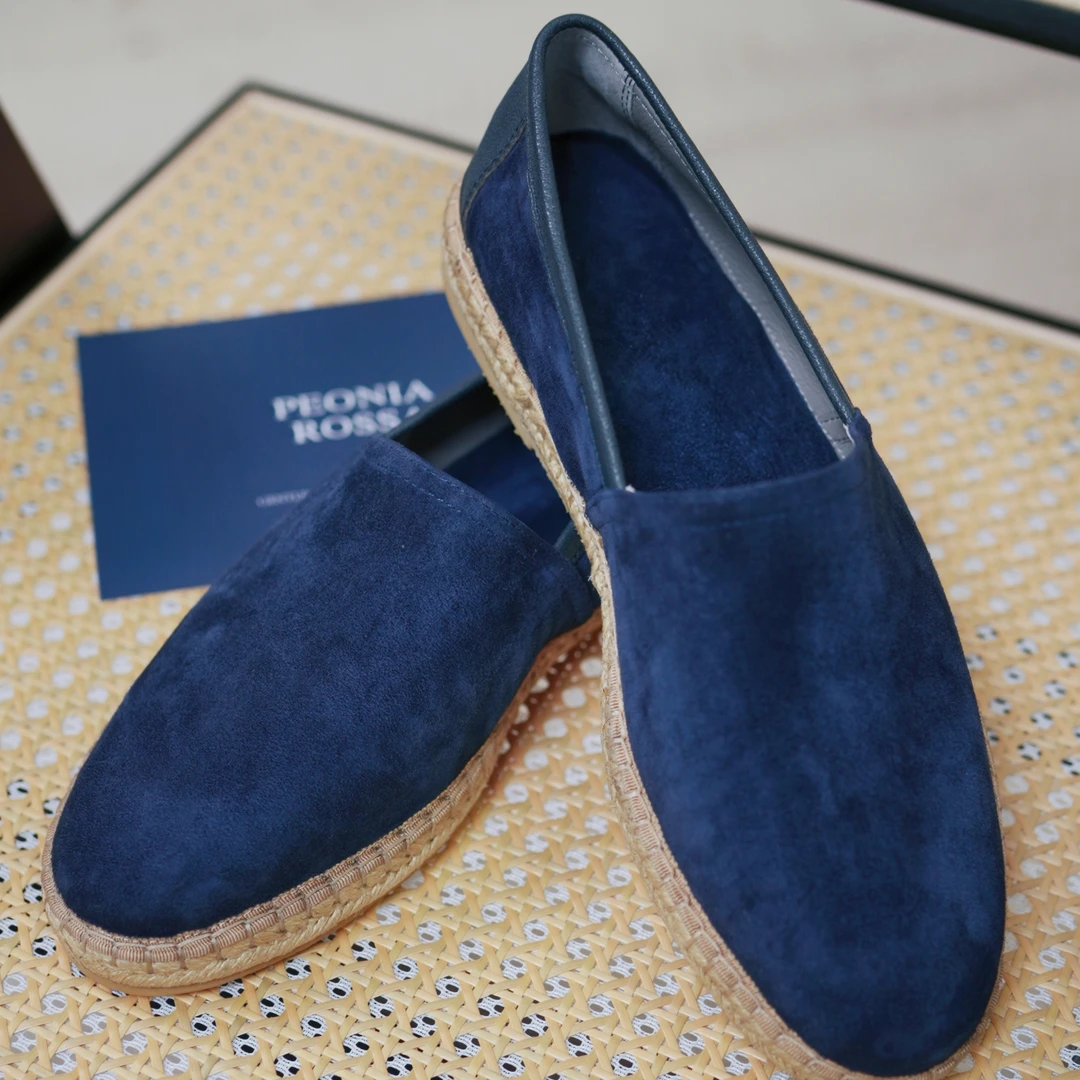 PEONIA ROSSA男士渔夫鞋一脚蹬男鞋休闲鞋舒适平底低帮软底懒人鞋