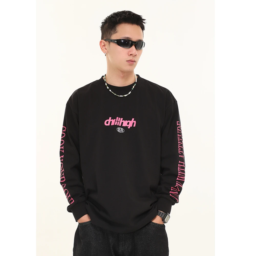 ChillHigh 呼吸系列主题图案 280克春季潮牌宽松纯棉长袖t恤